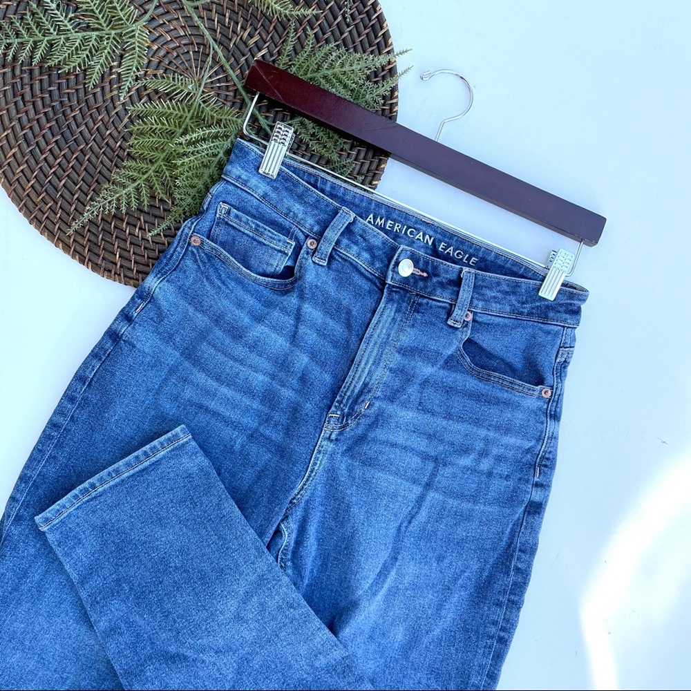 Jeans Mom Denim Stretch Blue 5 Pocket Size 8 American Eagle Women’s